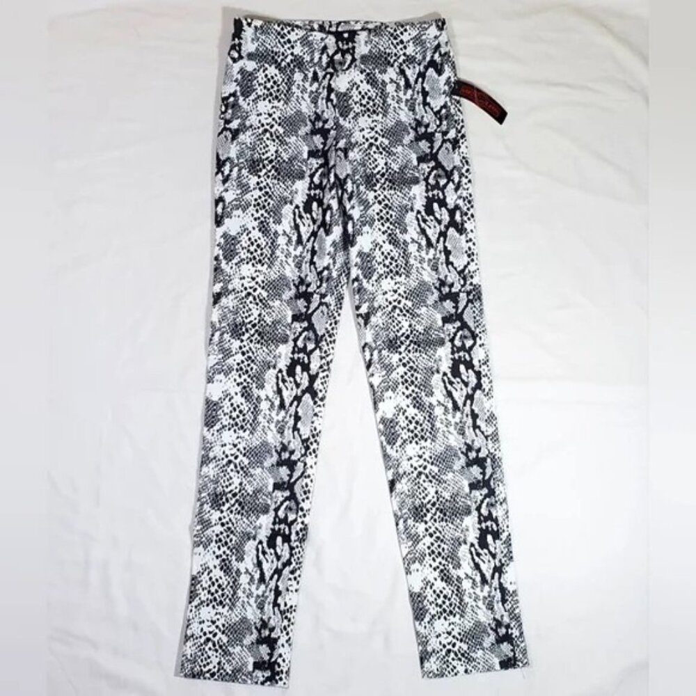 Krazy Larry Snakeskin Print B&W Stretchy Waist Leggings Size 0 NWT
